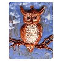 Sovička modré pozadí