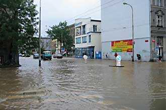 České Budějovice při povodni 2002