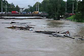 České Budějovice při povodni 2002